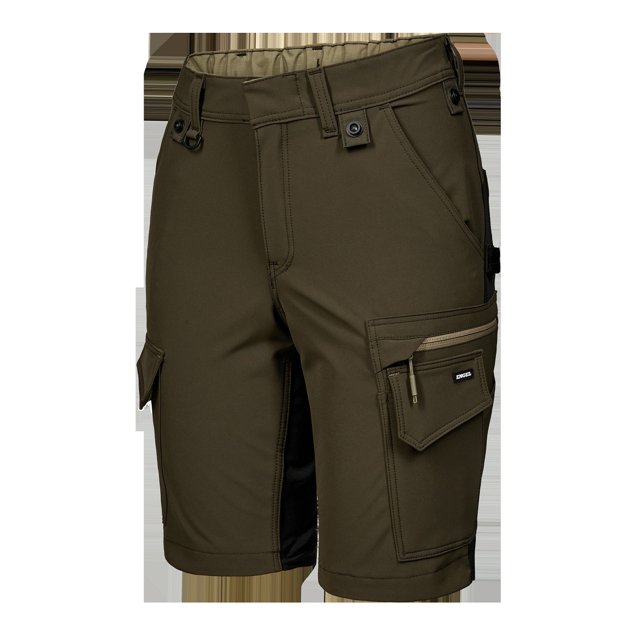 ENGEL Entire Damen Arbeitsshorts mit 4-Wege-Stretch in Forest Green/Schwarz, Größe 48