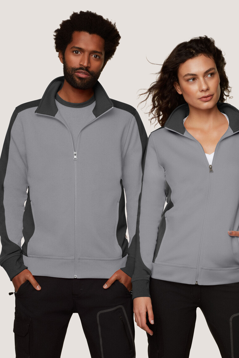 HAKRO 277 Damen Sweatjacke Contrast MIKRALINAR® in Titan/Anthrazit, Größe XL HAKRO 277 Damen Sweatjacke Contrast MIKRALINAR® in Titan/Anthrazit, Größe XL