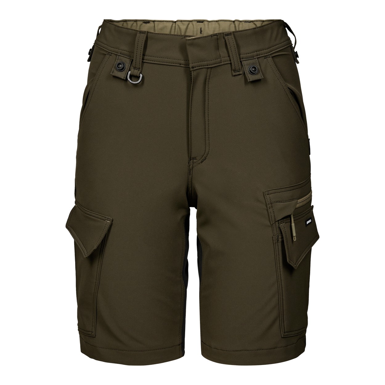 ENGEL Entire Damen Arbeitsshorts mit 4-Wege-Stretch in Forest Green/Schwarz, Größe 48