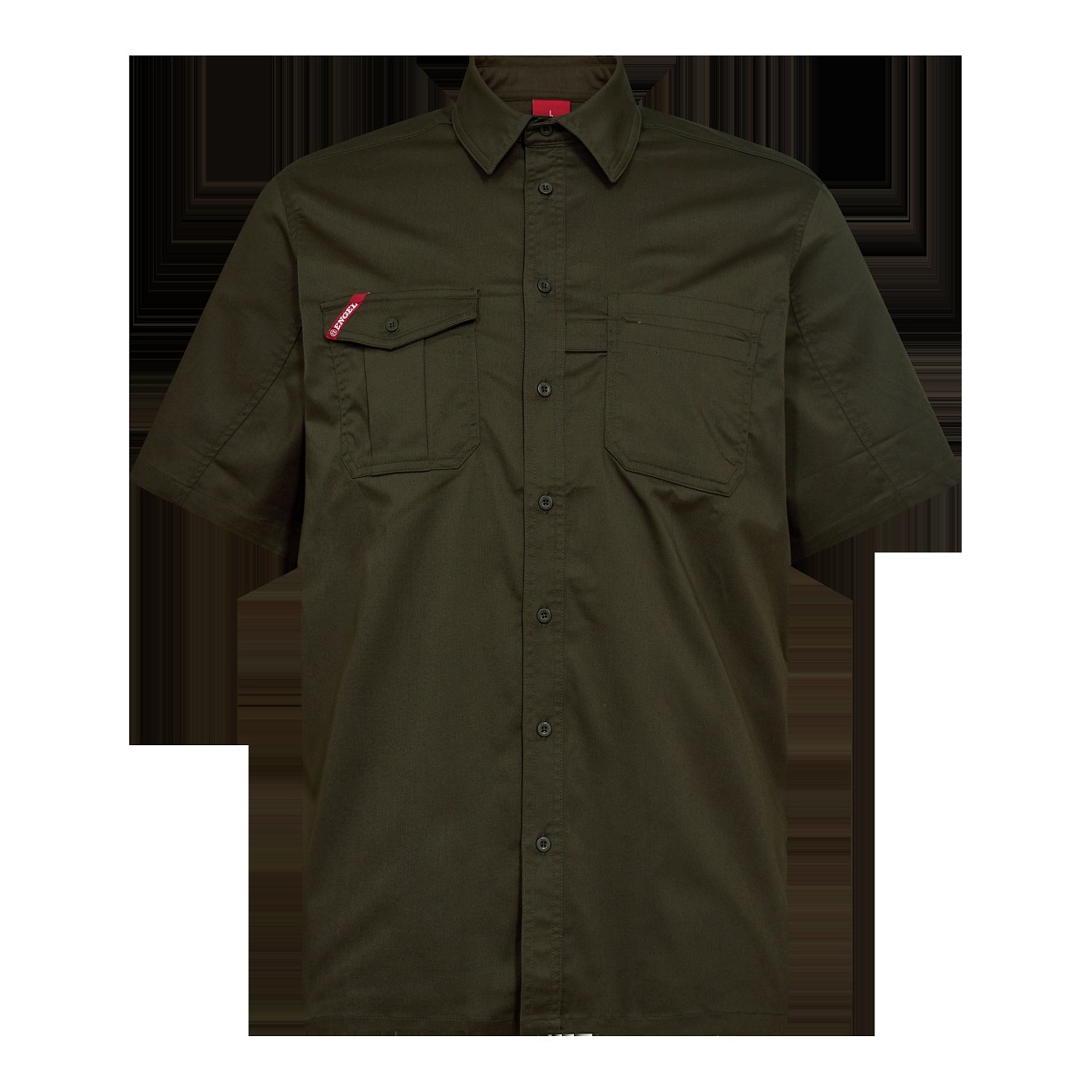ENGEL Extend kurzärmliges Hemd mit Stretch in Forest Green, Größe XL