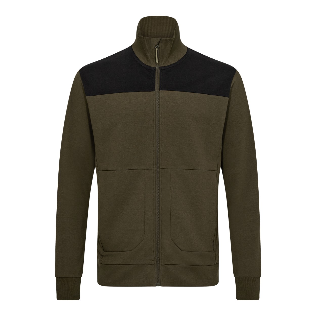 ENGEL Entire Sweatcardigan mit Kragen in Forest Green/Schwarz, Größe XS