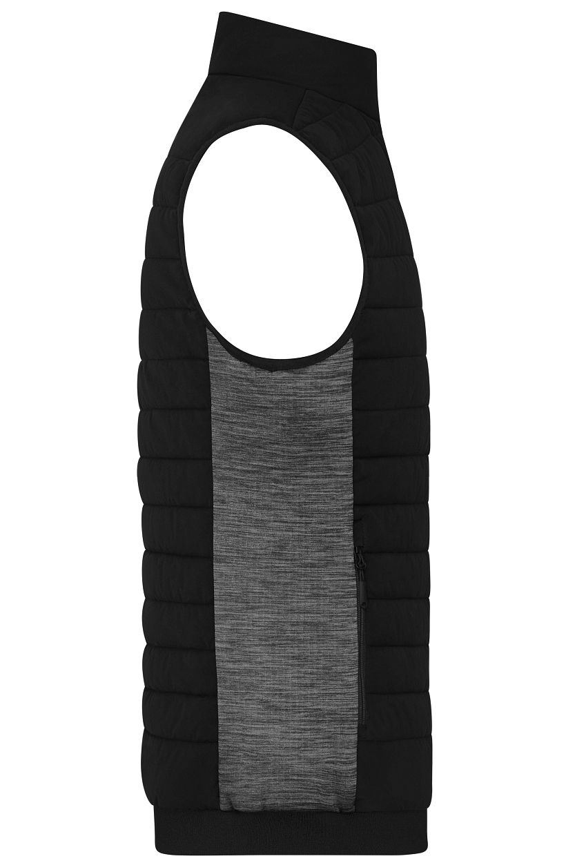 Men's Padded Hybrid Vest "JN1864" in Black/Carbon-Melange, Größe 6XL - Daiber
