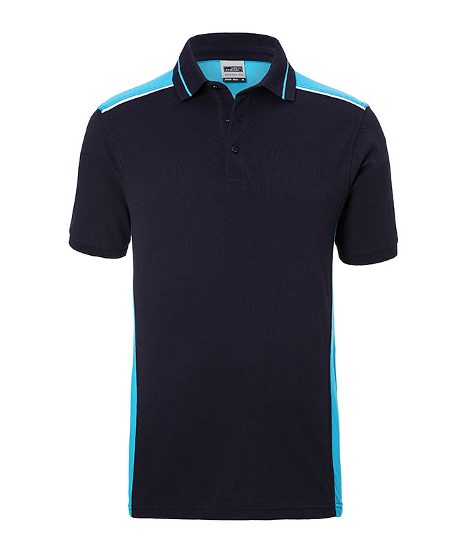 Men's Workwear Polo - COLOR - "JN858" in Navy/Turquoise, Größe 6XL - Daiber