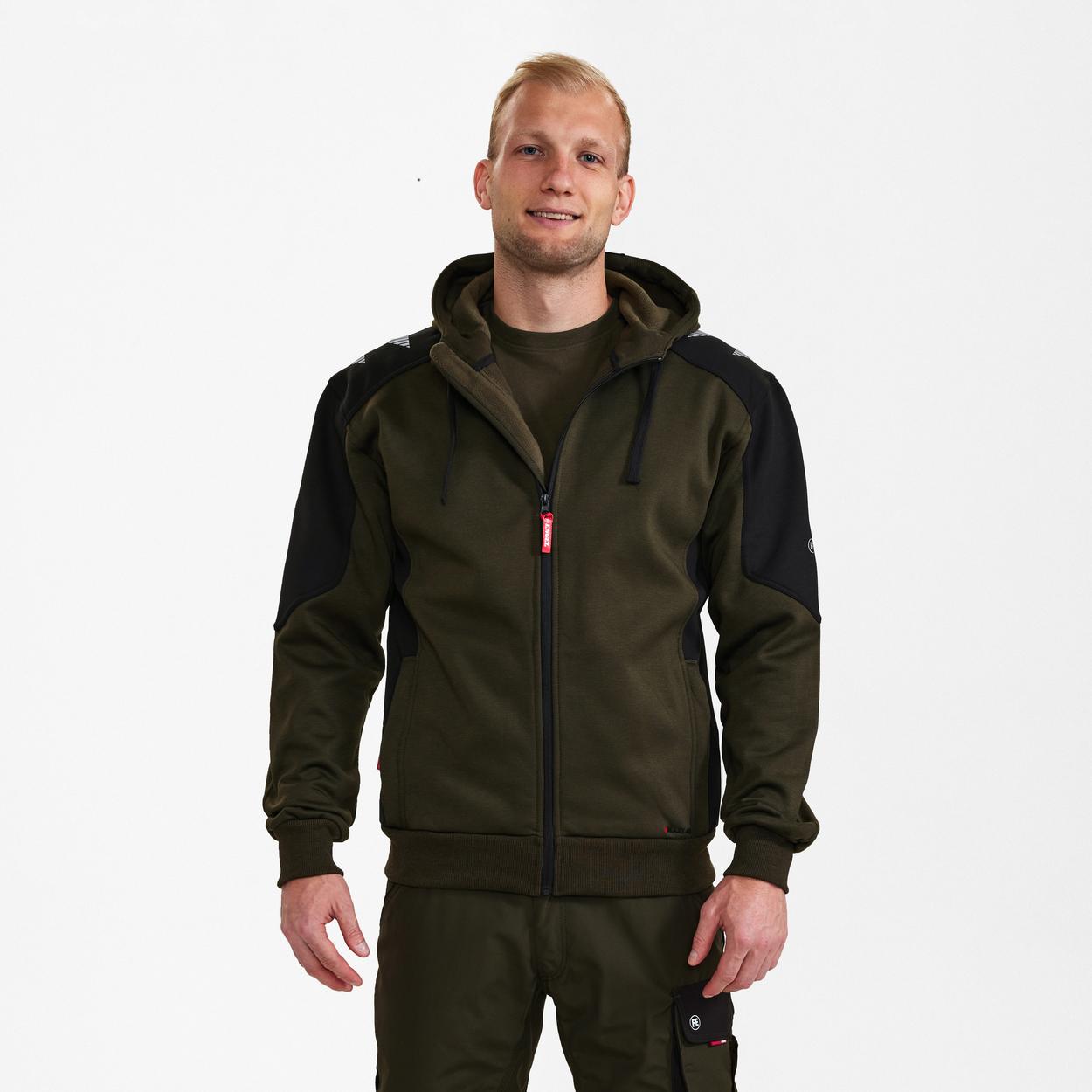 ENGEL Galaxy Sweatcardigan mit Kapuze in Forest Green/Schwarz, Größe XS