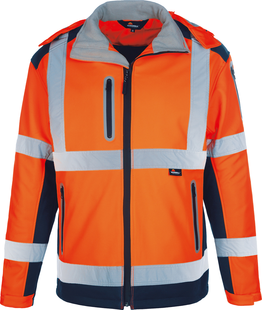 Kontrast-Softshelljacke leuchtorange-marine in Gr. XL von Vizwell
