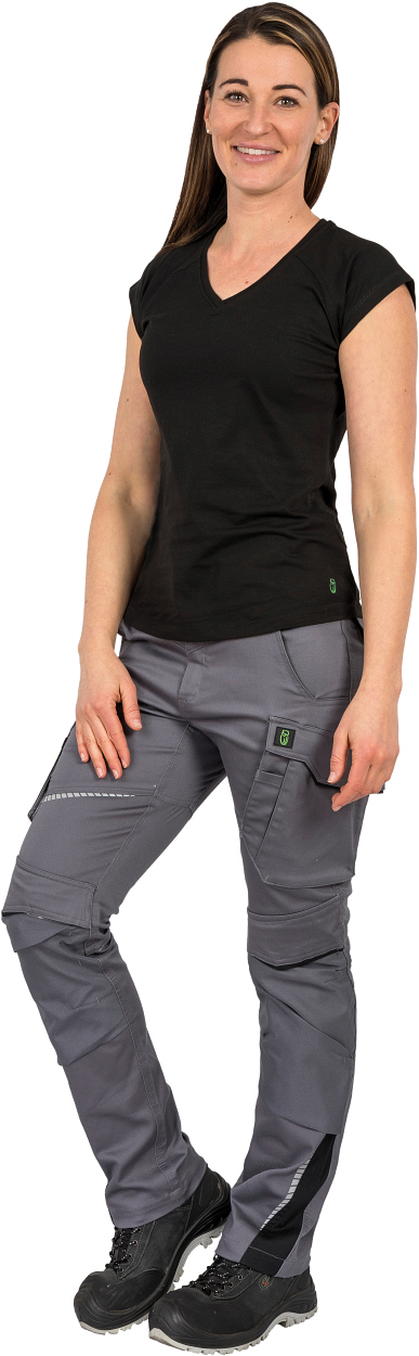 Damen T-Shirt "Lisa" Flex Line Schwarz FLXDT, Gr. 36 von Leibwächter Damen-Bundhose Flex Line Grau/Schwarz FLXDH, Gr. 52 von Leibwächter