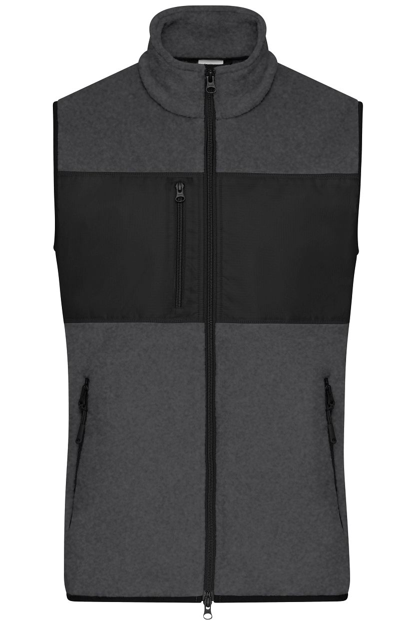 Men's Fleece Vest GRS "JN1310" in Dark-Melange/Black, Größe 3XL - Daiber