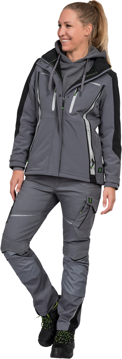 Damen Softshelljacke Flex Line Grau/Schwarz FLXDS, Gr. 52 von Leibwächter