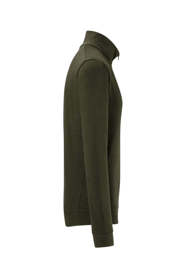 HAKRO 535 Zip-Longsleeve Piqué MIKRALINAR® ECO in Olive, Größe 6XL