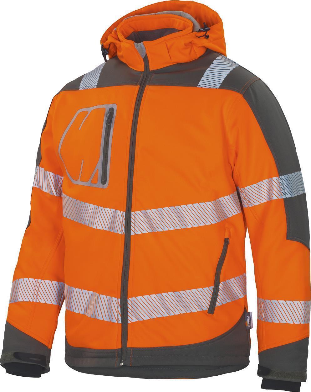 Winter-Kontrast-Softshelljacke leuchtorange-grau in Gr. XXL von Vizwell