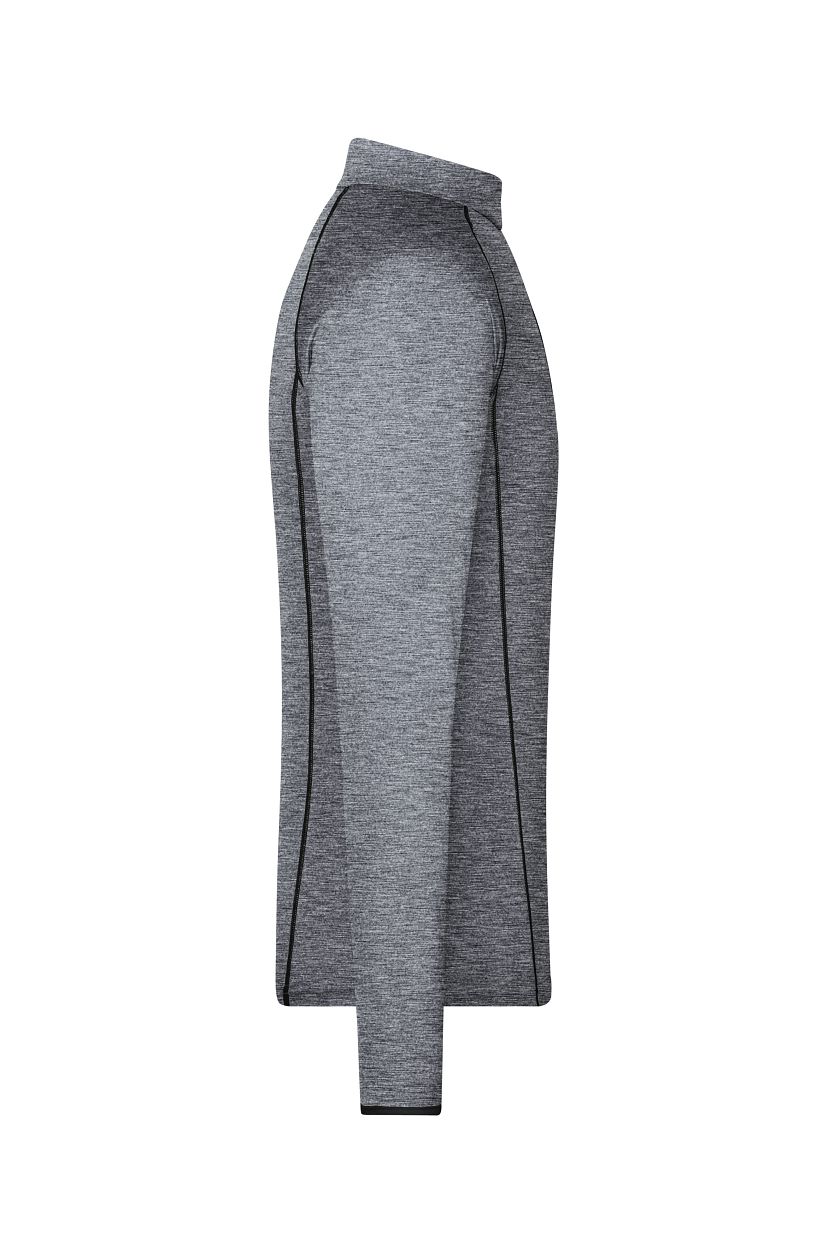 Men's Sports Shirt Long-Sleeved "JN498" in Black-Melange/Black, Größe 2XL - Daiber