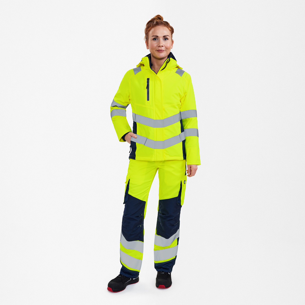 ENGEL Safety Damen Winterjacke in Gelb/Blue Ink, Größe XS