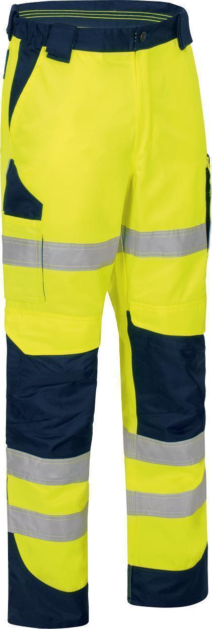 Warnschutz-Kontrast-Bundhose leuchtgelb-marine in Gr. 98 von Vizwell