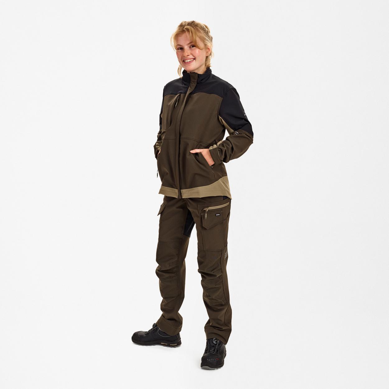 ENGEL Entire Damen Arbeitsjacke mit 4-Wege-Stretch in Forest Green/Schwarz, Größe XS