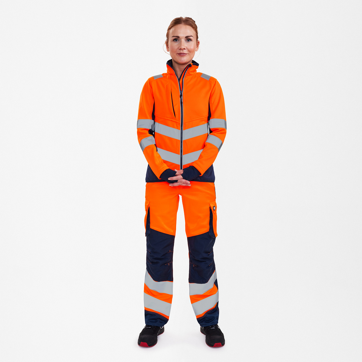 ENGEL Safety Damen Softshelljacke in Orange/Blue ink, Größe XS