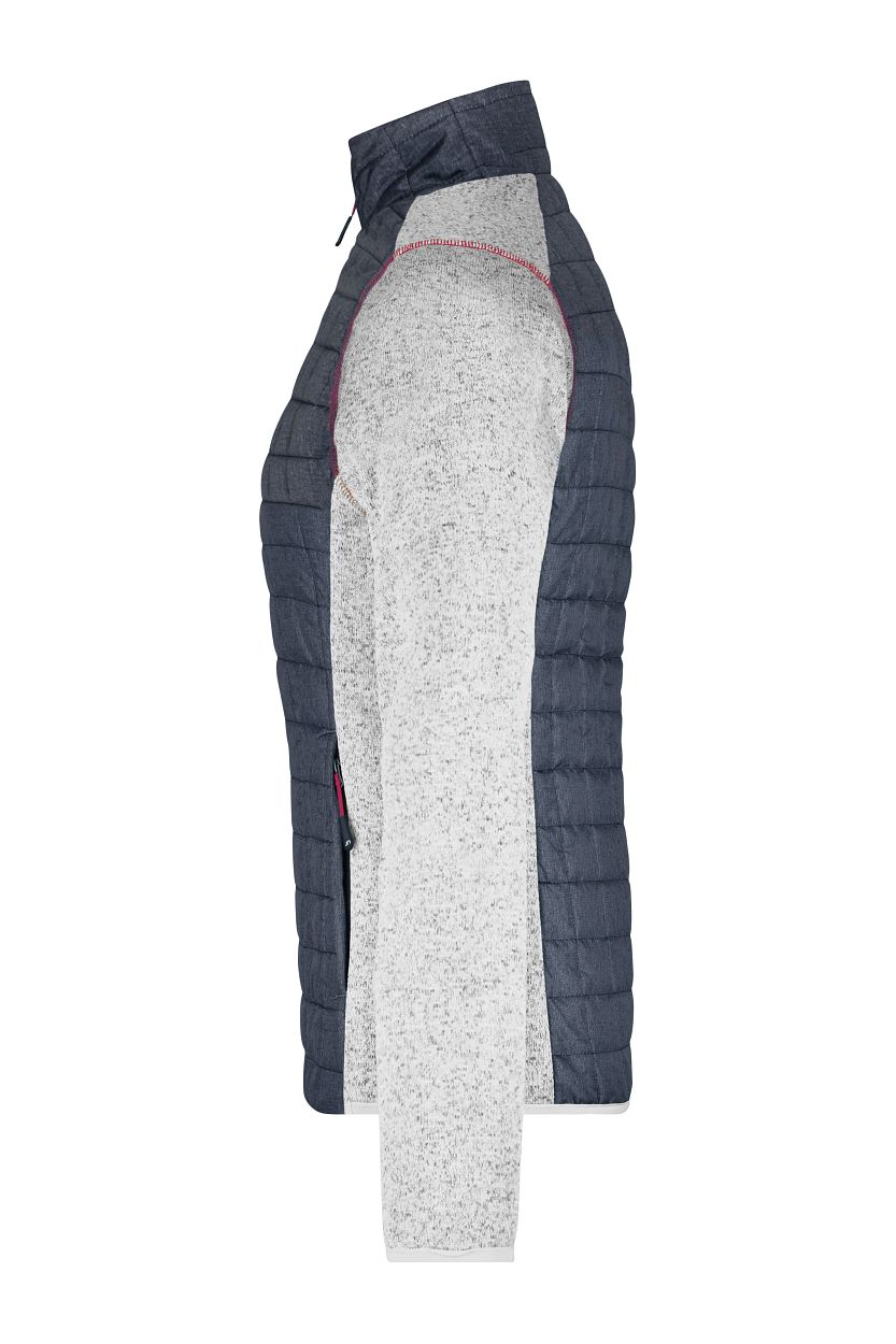 Ladies' Knitted Hybrid Jacket "JN741" in Light-Melange/Anthracite-Melange, Größe 2XL - Daiber