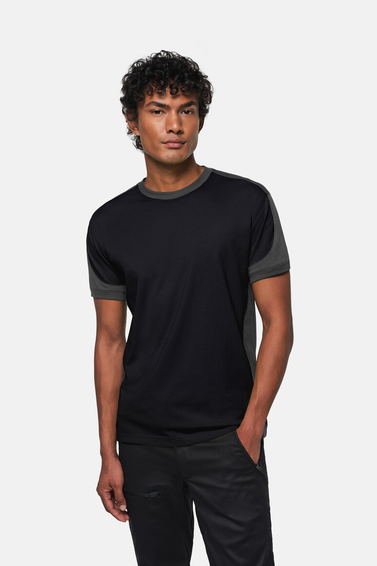 HAKRO 290 T-Shirt Contrast MIKRALINAR® in Schwarz/Anthrazit, Größe 6XL