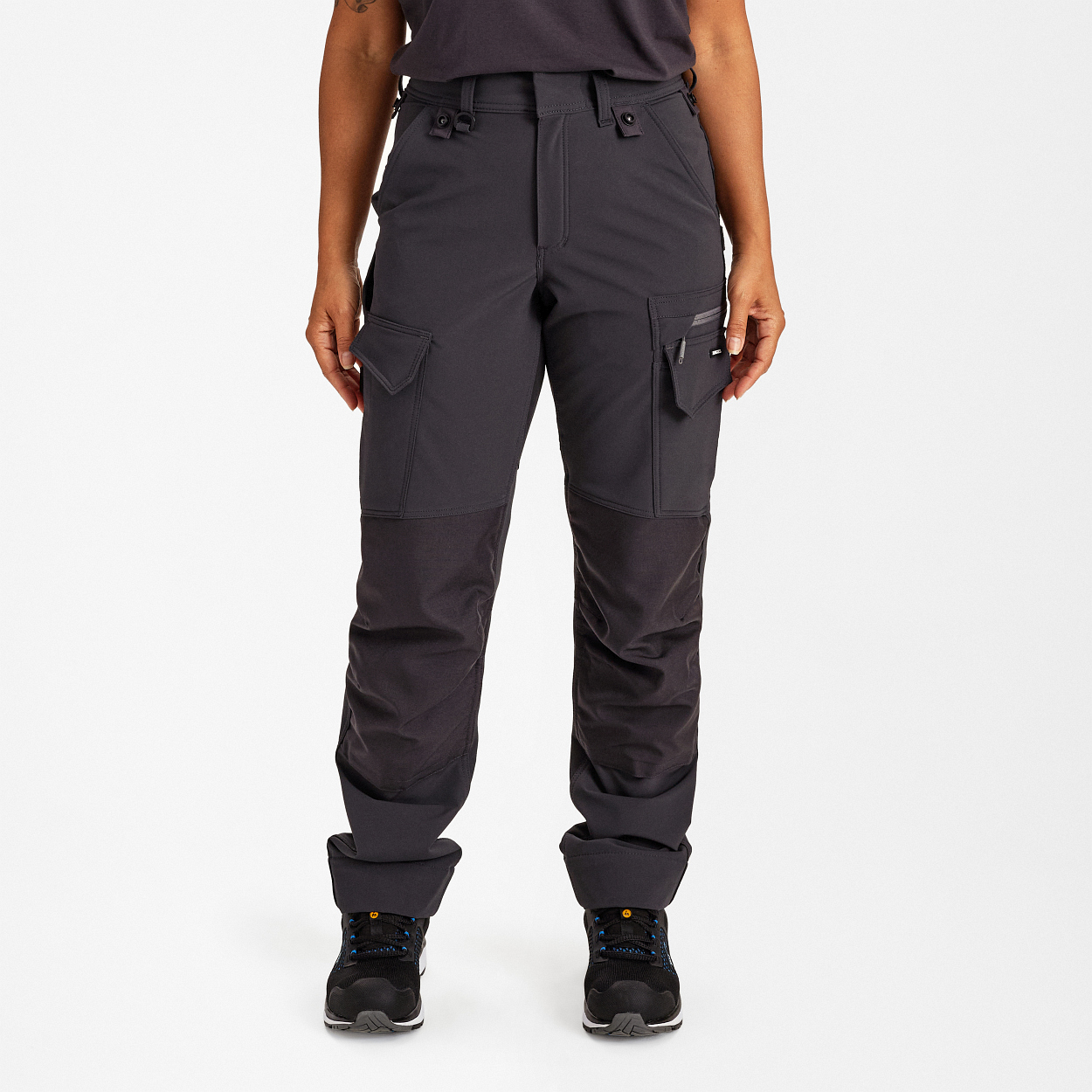 ENGEL Entire Damen Arbeitshose mit 4-Wege-Stretch in Anthrazitgrau/Schwarz, Größe 48
