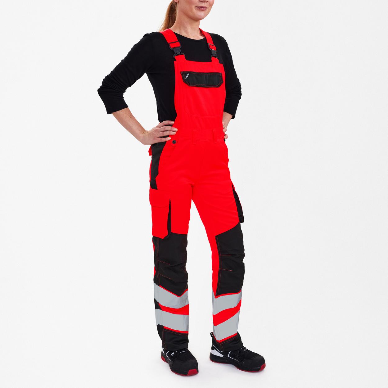 ENGEL Safety Light Damen Latzhose in Rot/Schwarz, Größe 34