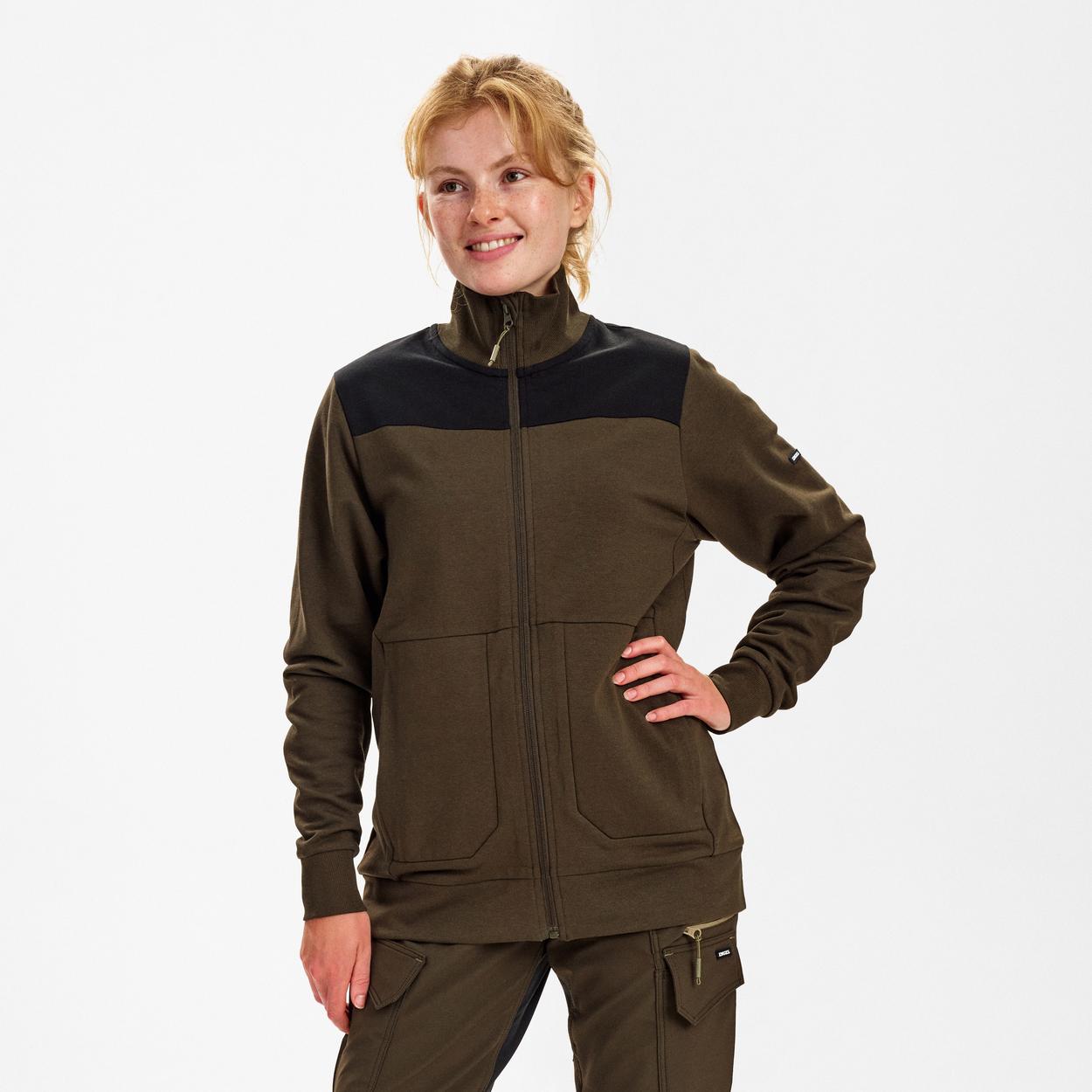 ENGEL Entire Damen Sweatcardigan mit Kragen in Forest Green/Schwarz, Größe XS