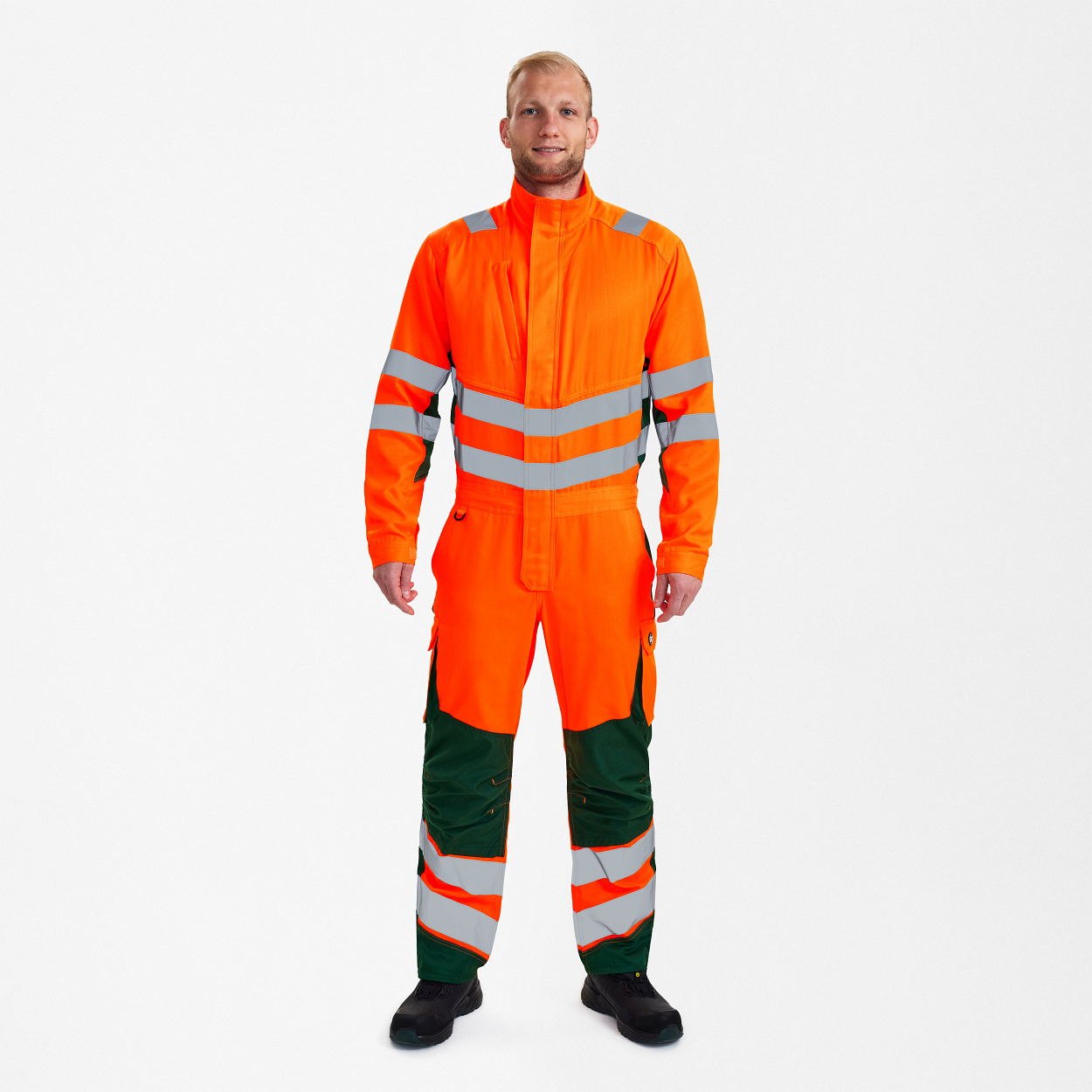 ENGEL Safety Light Overall in Orange/Grün, Größe XS