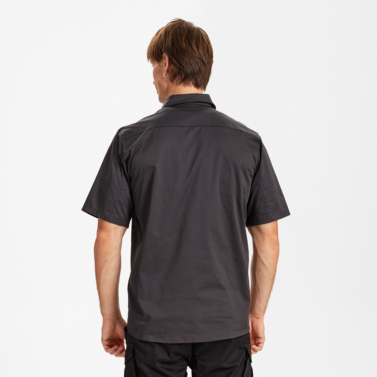 ENGEL Extend kurzärmliges Arbeitshemd mit Stretch in Anthrazit Grau, Größe XS