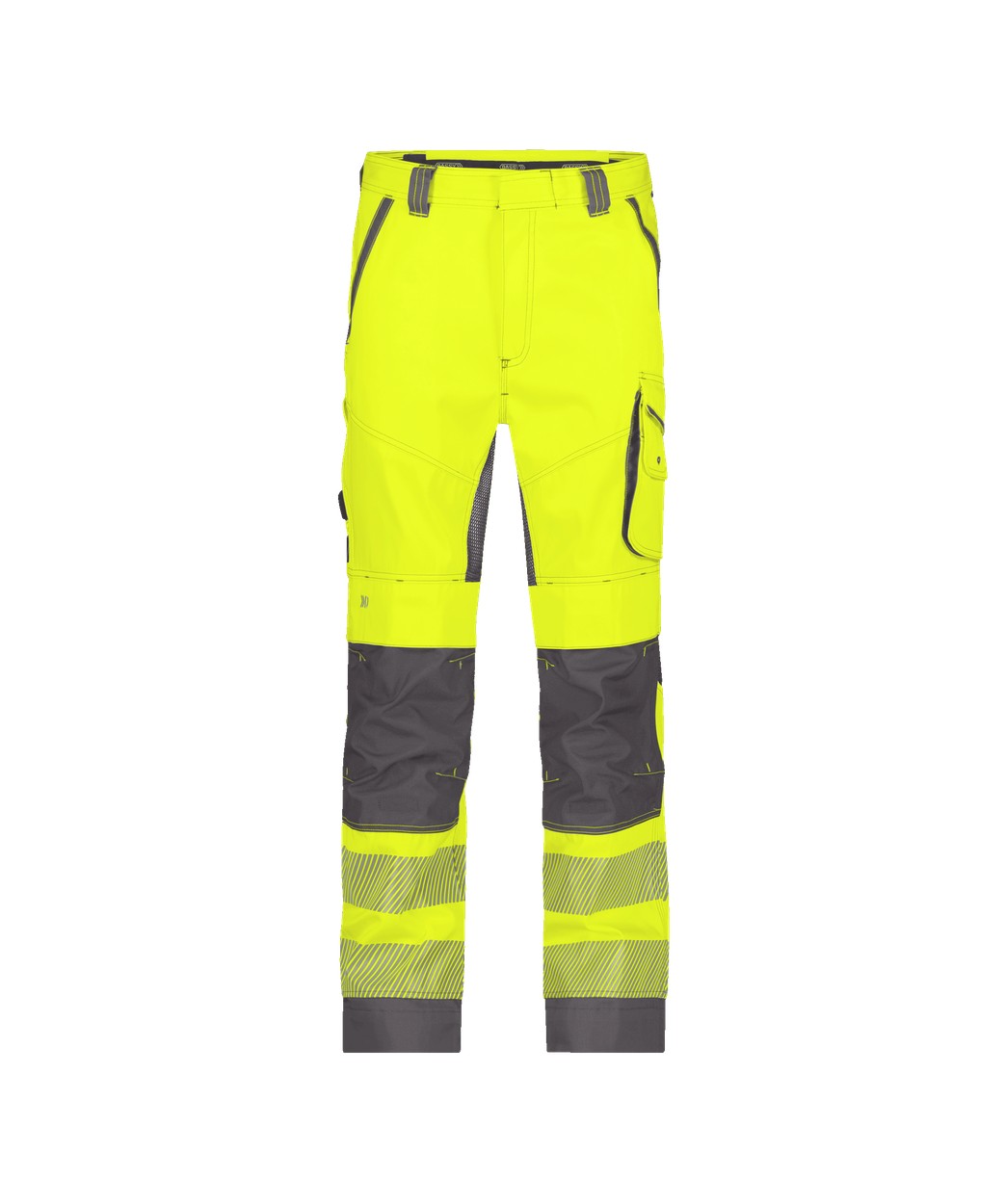 Sommer Warnschutzhose mit Kniepolstertaschen "DASSY® Odessa" in NEONGELB/ZEMENTGRAU, Größe 58 - langer Schritt PESCO70