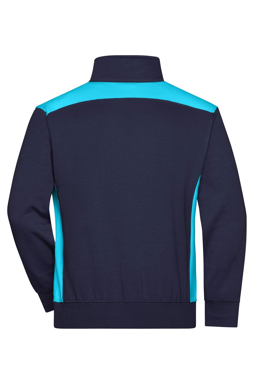 Workwear Half-Zip Sweat - COLOR - "JN868" in Navy/Turquoise, Größe 6XL - Daiber