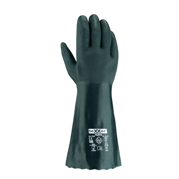 teXXor® topline Chemikalienschutz-Handschuhe PVC GRÜN in Grün, Größe 10