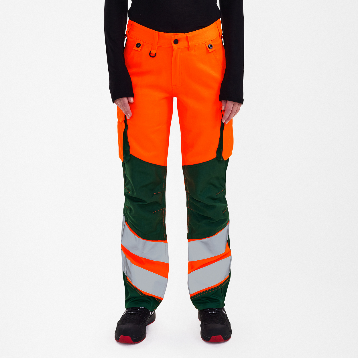 ENGEL Safety Light Damenhose in Orange/Grün, Größe 48