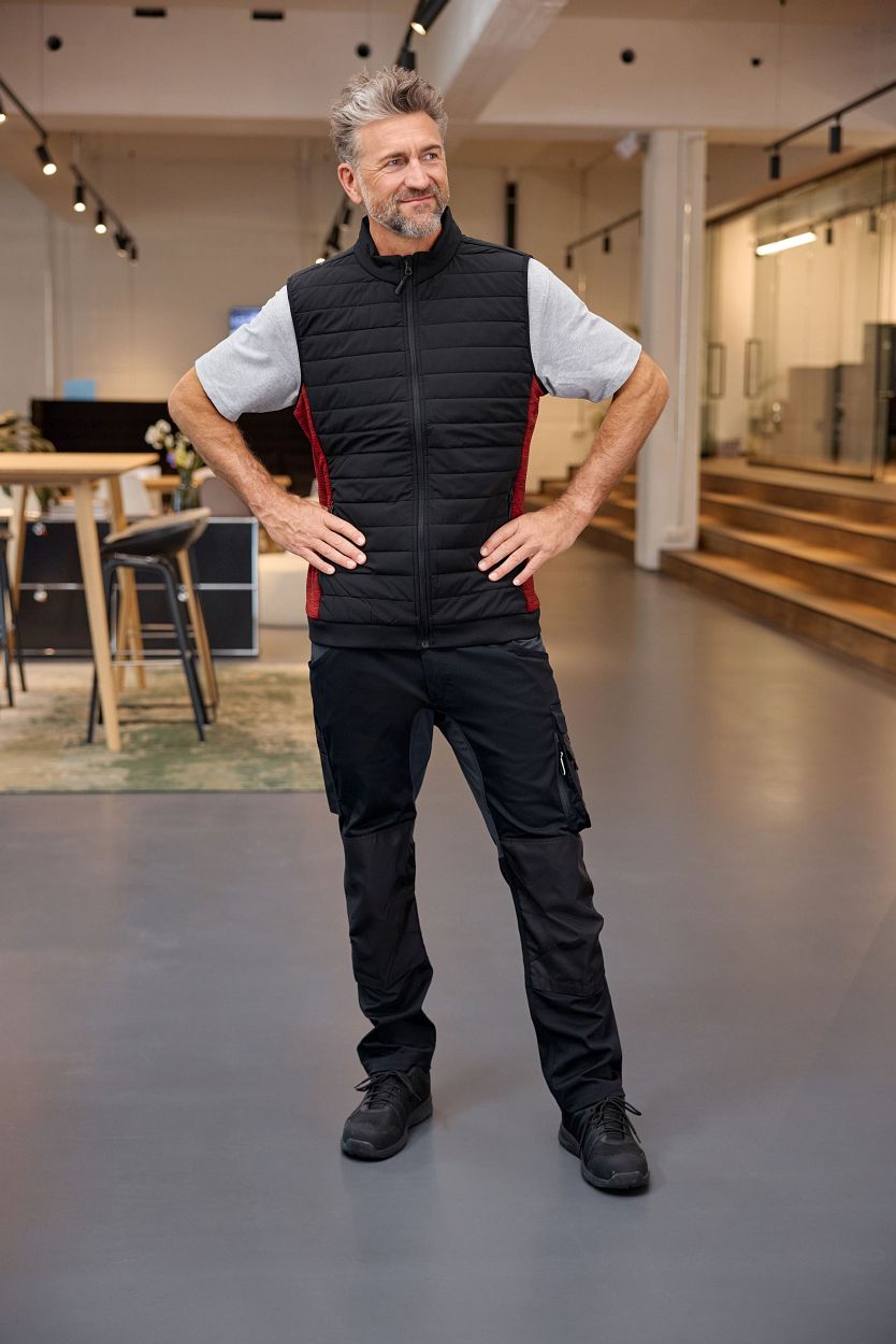 Men's Padded Hybrid Vest "JN1864" in Navy/Royal-Melange, Größe 6XL - Daiber