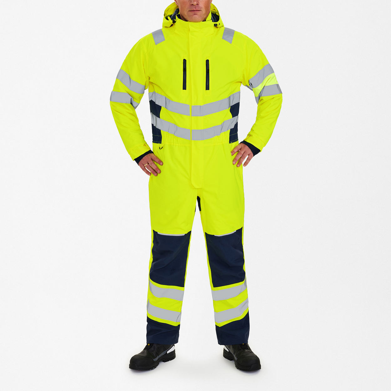 ENGEL Safety Winteroverall in Gelb/Blue Ink, Größe 2XL