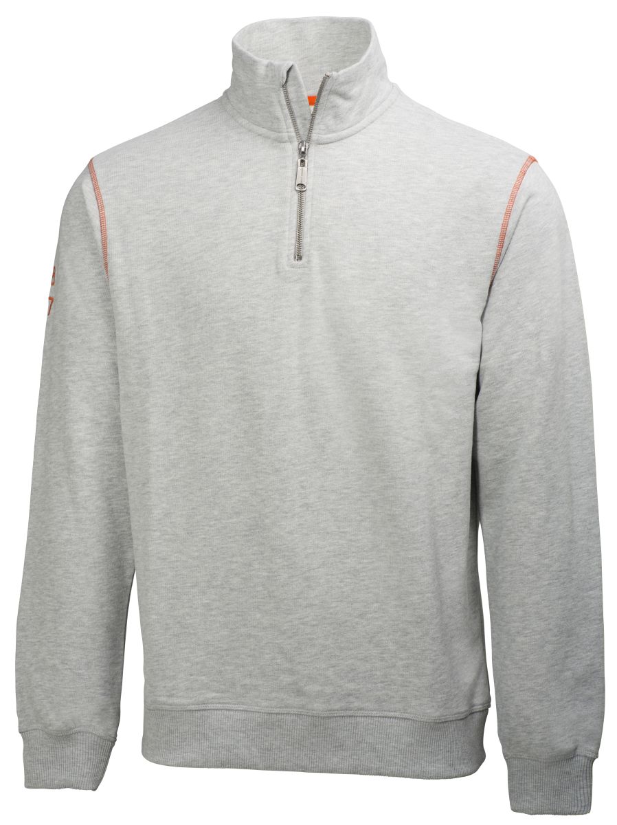 Sweatshirt mit Halbreißverschluss OXFORD 4X HH CONNECT™ in Grey Melange, Gr. XL von Helly Hansen Workwear