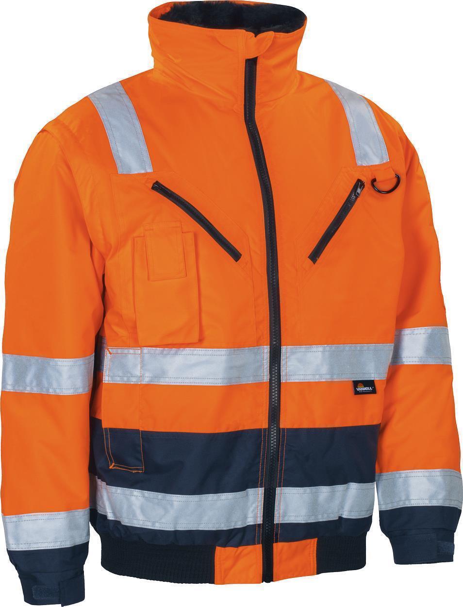 Warnschutz-Kontr.-Pilotenjacke leuchtorange-marine in Gr. XXL von Vizwell