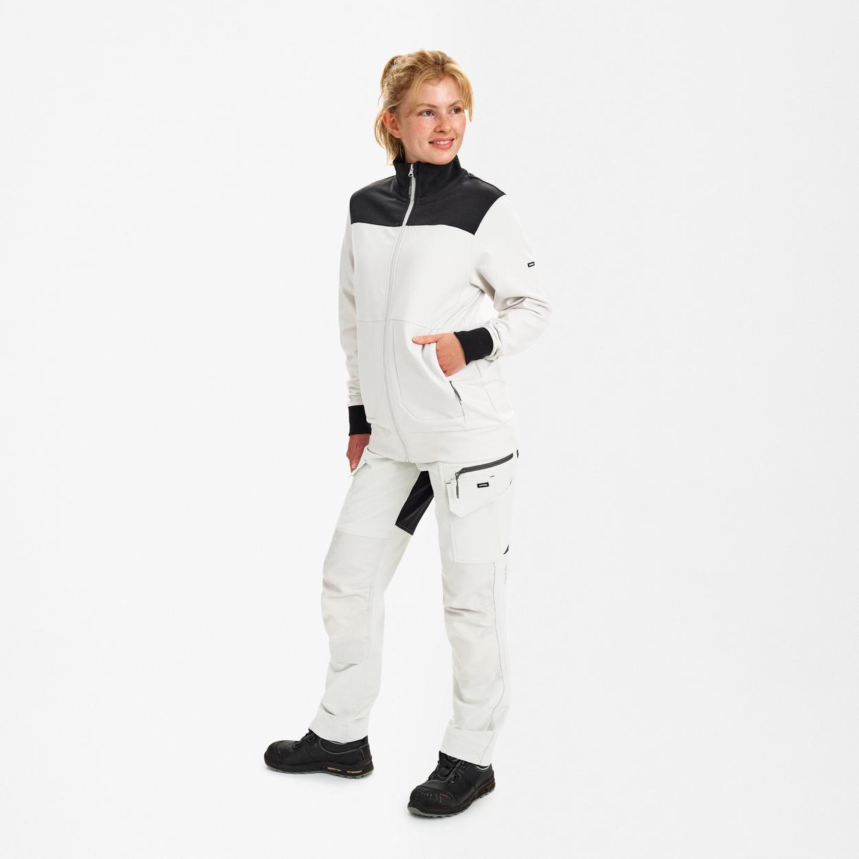 ENGEL Entire Damen Sweatcardigan mit Kragen in Bone White / Anthracite Grey, Größe XS