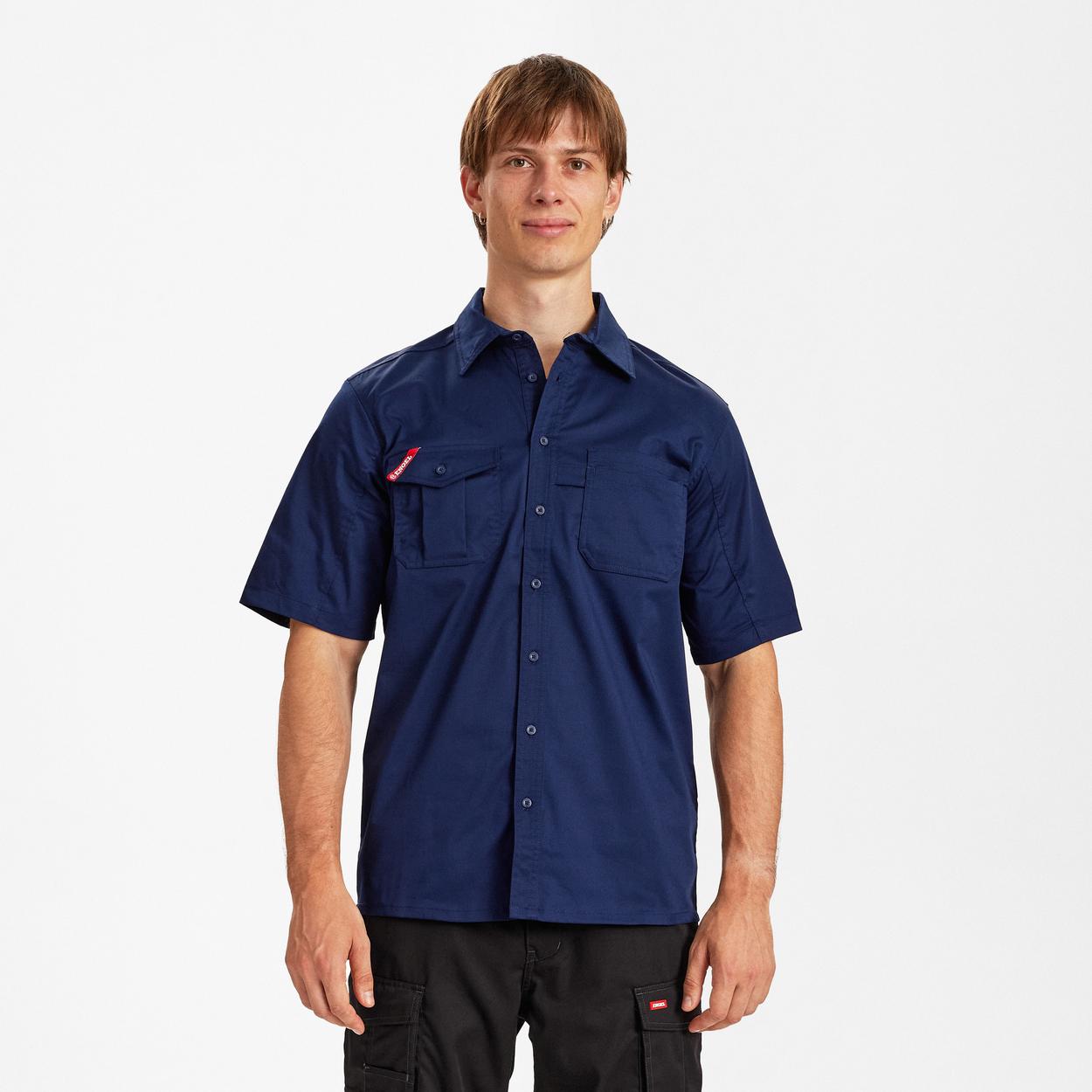 ENGEL Extend kurzärmliges Hemd mit Stretch in Blue Ink, Größe XS