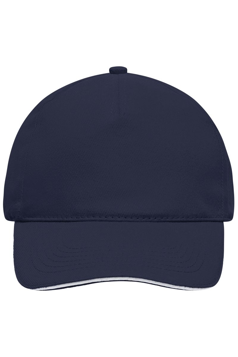 5 Panel Sandwich Cap in Navy / White, Größe one size von myrtle beach