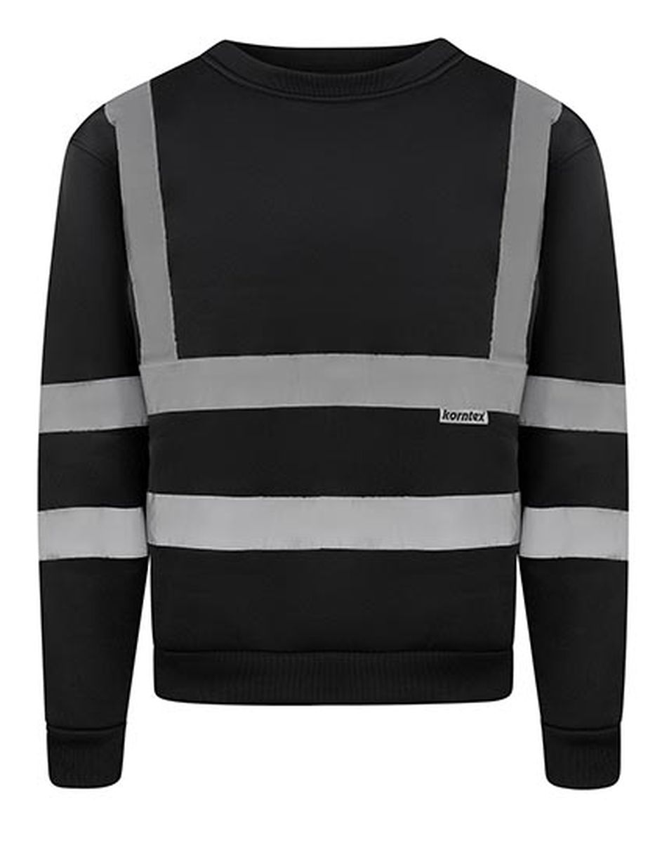 Korntex® Hi-Vis Sweatshirt "Limerick" in Black, Größe 2XL