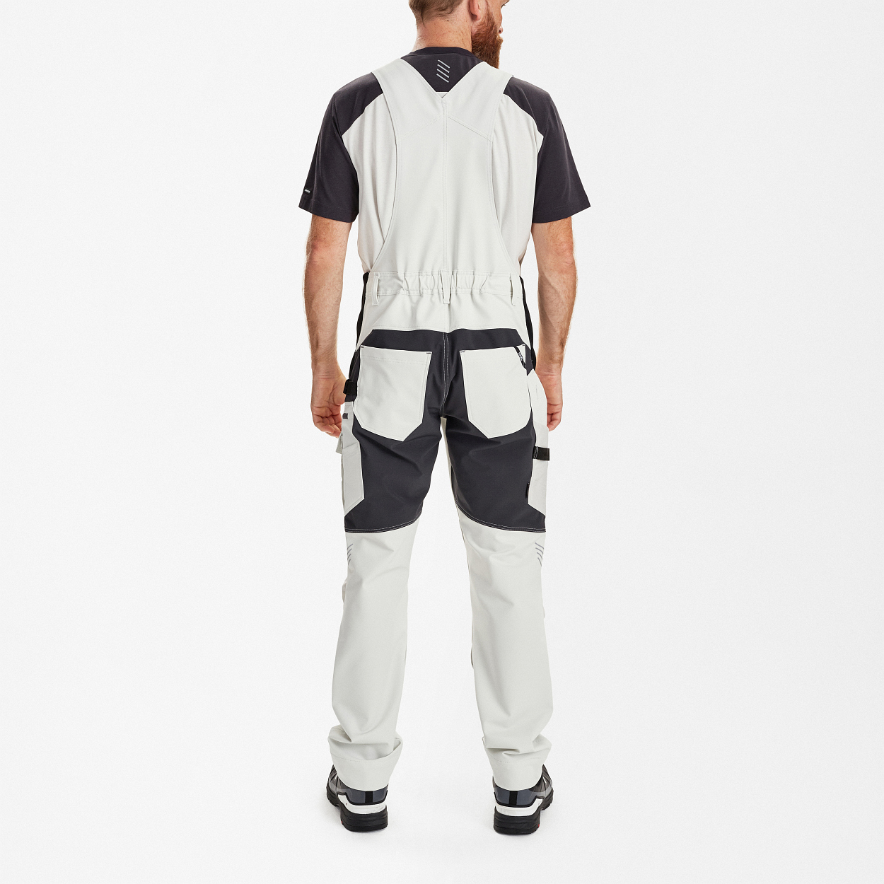 ENGEL Entire Latzhose mit 4-Wege-Stretch in Bone White / Anthracite Grey, Größe 26