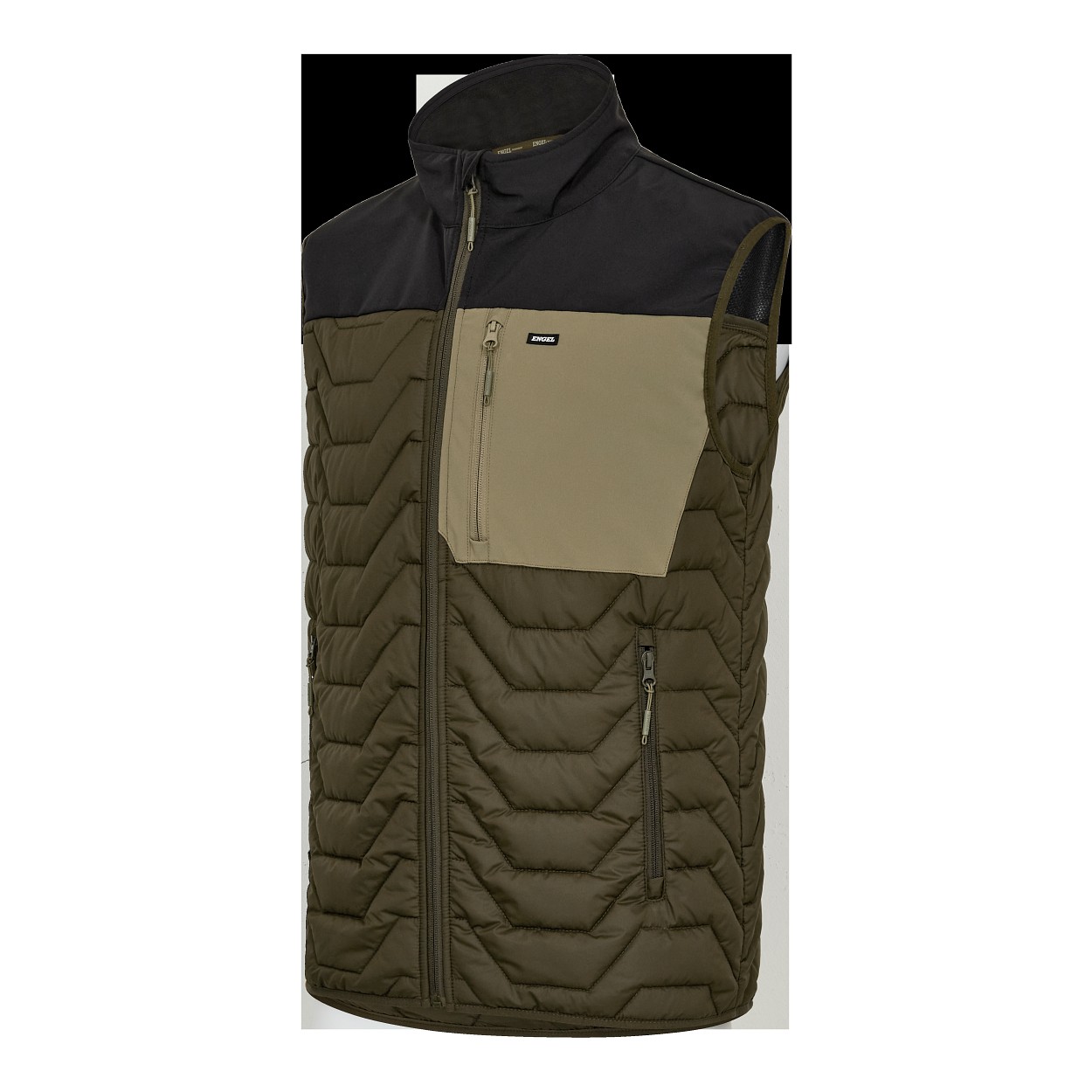 ENGEL Entire Steppweste in Forest Green/Schwarz, Größe 2XL