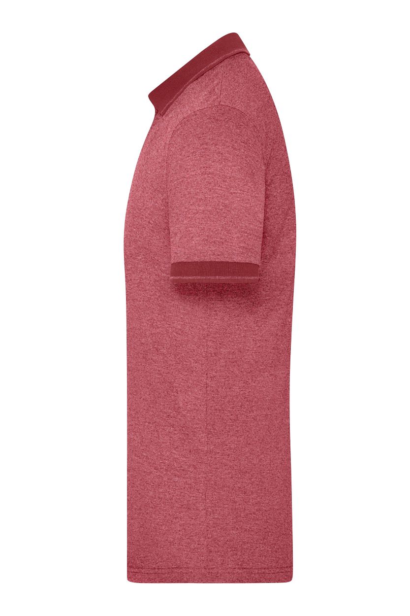 Men's Heather Polo "JN706" in Wine-Melange/Wine, Größe 3XL - Daiber