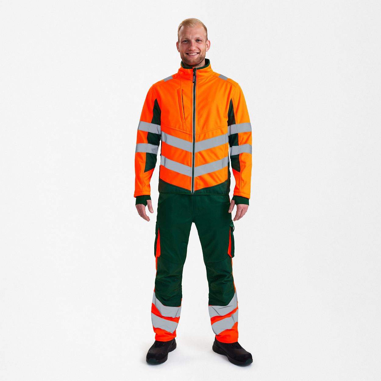 ENGEL Safety Softshelljacke in Orange/Grün, Größe XS