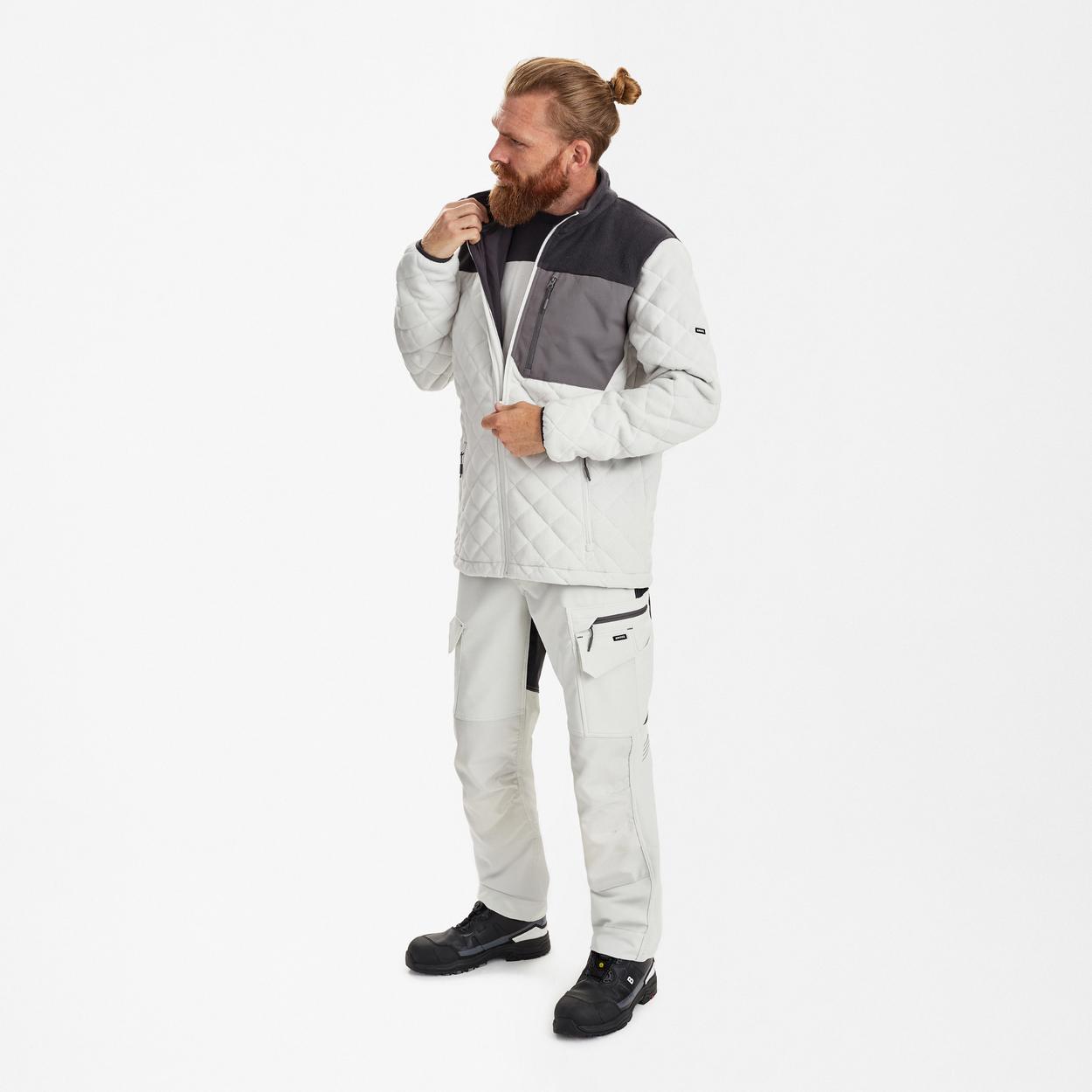 ENGEL Entire Gestepptes-Fleecejacke in Bone White / Anthracite Grey, Größe XS
