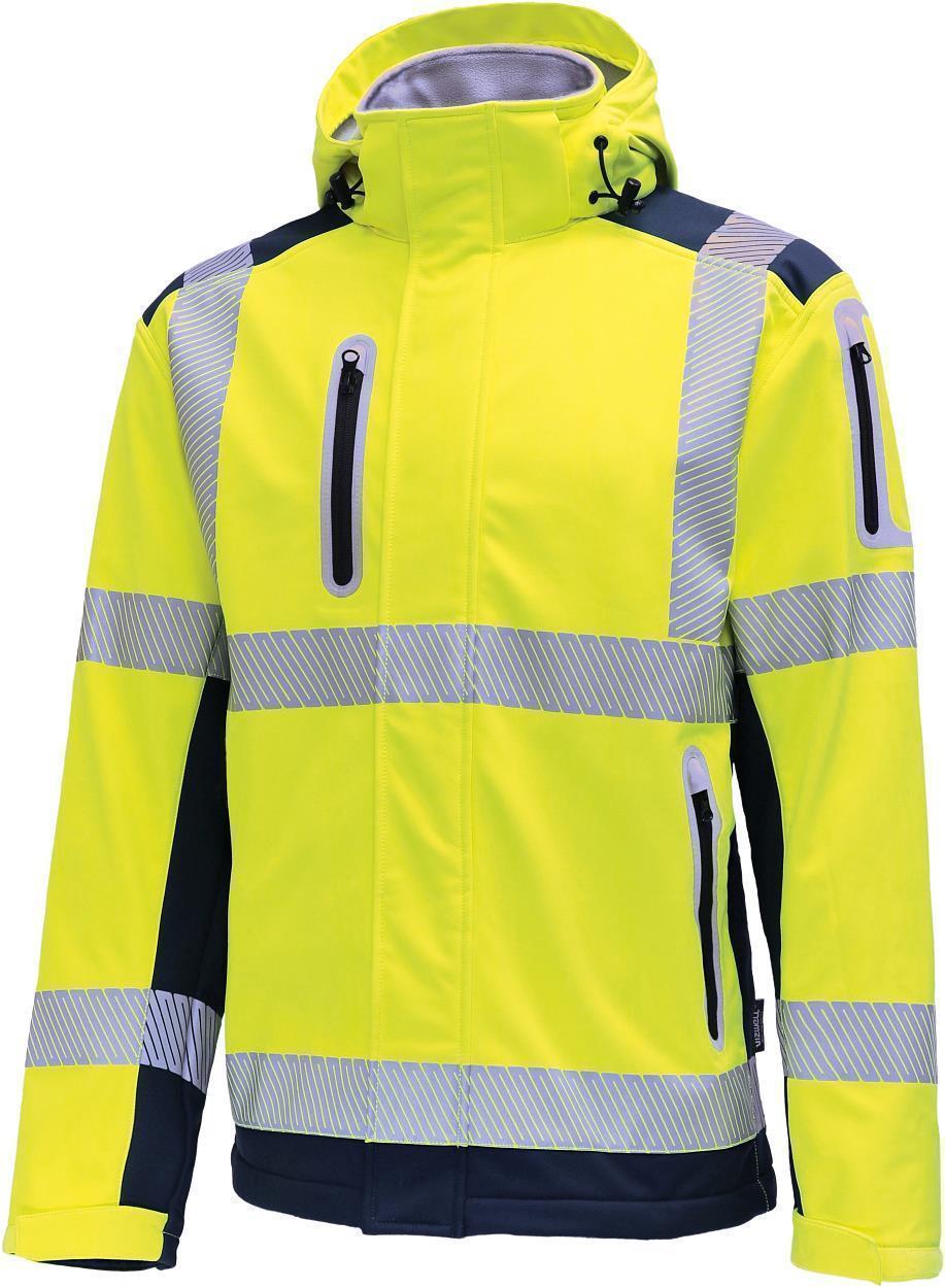 Kontrast-Softshelljacke leuchtgelb-marine in Gr. XXL von Vizwell