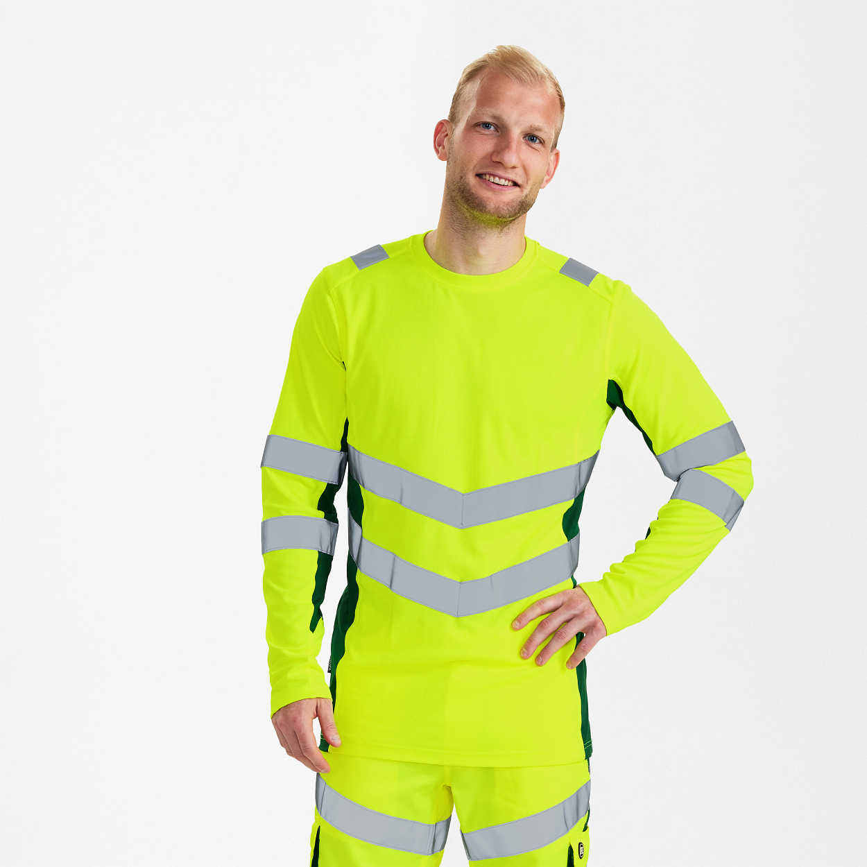 ENGEL Safety Langarm-Shirt in Gelb/Grün, Größe XS