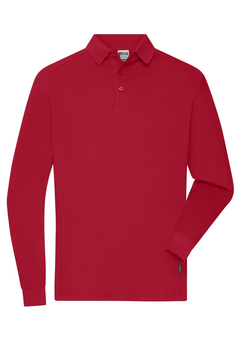 JN1842 Herren Workwear-Longsleeve Polo in Red, Größe M von James & Nicholson