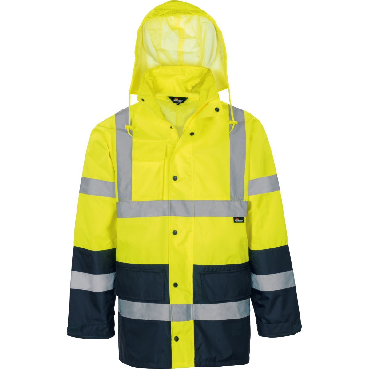 Warnschutz-Kontrast-Regenjacke leuchtgelb-marine von Vizwell