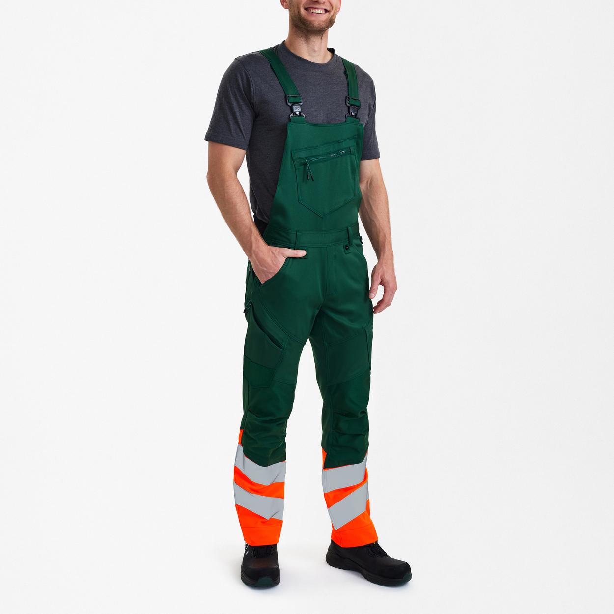 ENGEL Safety Latzhose mit 2-Wege-Stretch in Grün/Orange, Größe 26