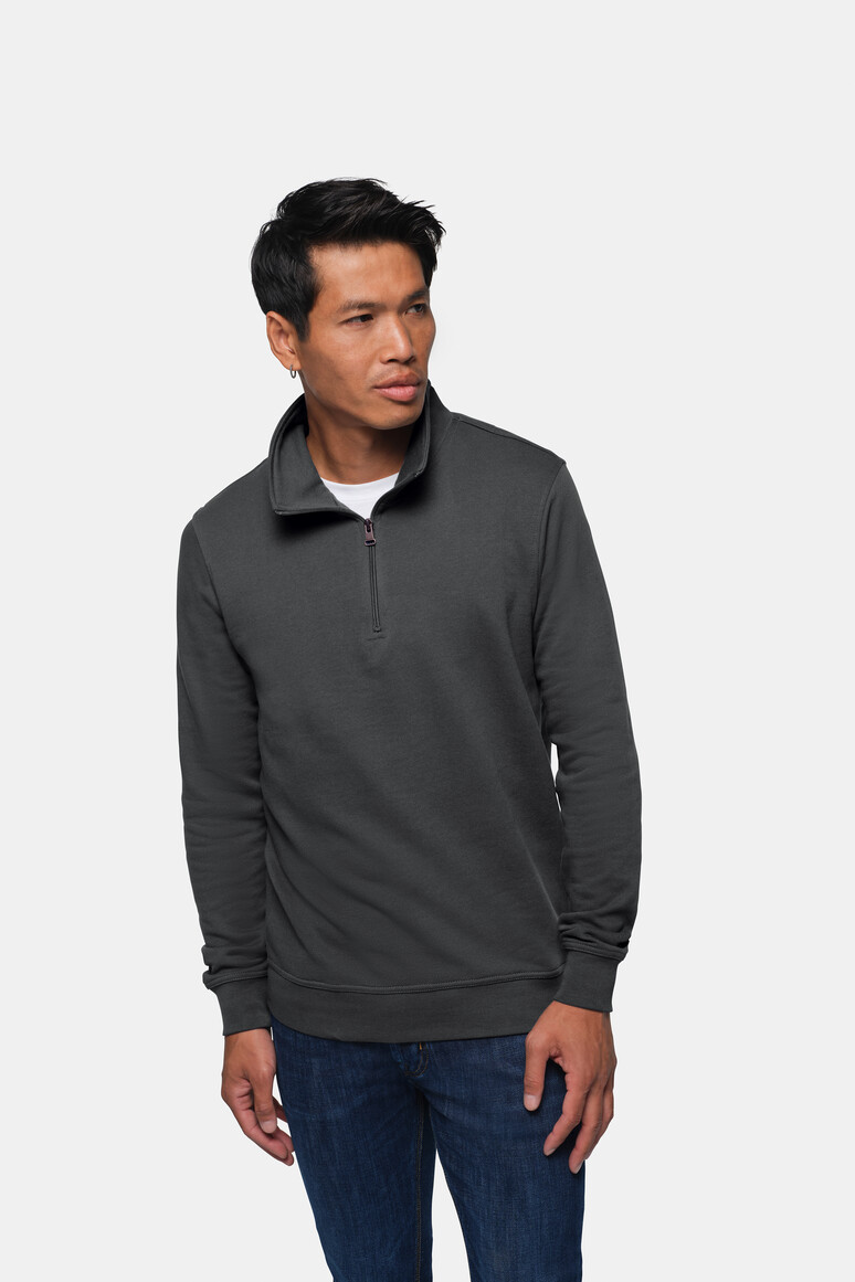 HAKRO 451 Zip-Sweatshirt Premium in Karbongrau, Größe 3XL