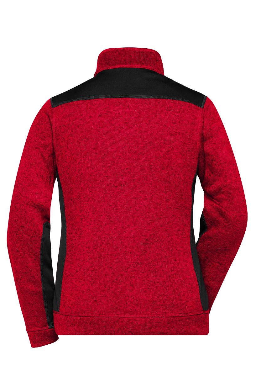Ladies' Knitted Workwear Fleece Jacket - STRONG - "JN861" in Red-Melange/Black, Größe 4XL - Daiber